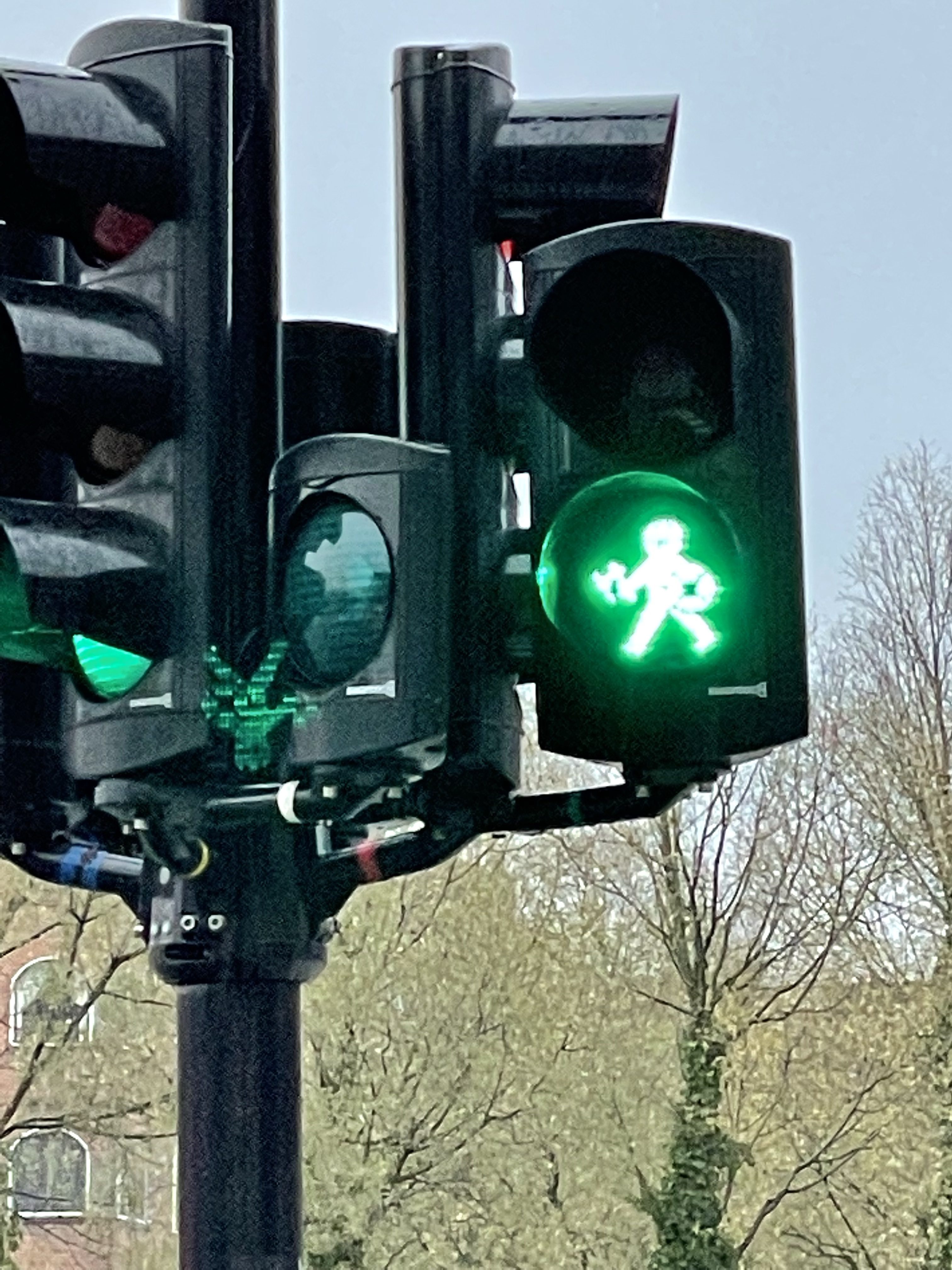 Ampel mit grünem Wikinger Männchen 